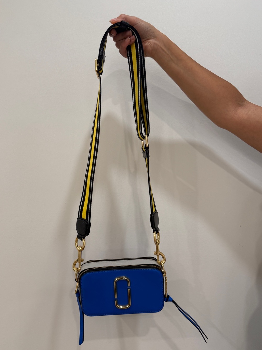 Blue Crossbody Camera Bag with Adjustable Strap
